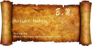 Bolyki Metta névjegykártya